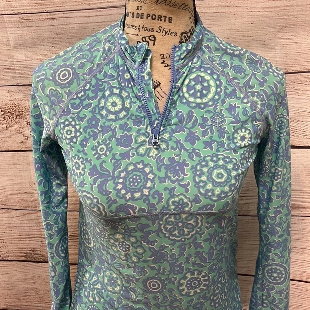 Coolibar Lawai Ruche Swim Shirt Youth Size Medium UPF 50 Half  Zip RashGuard